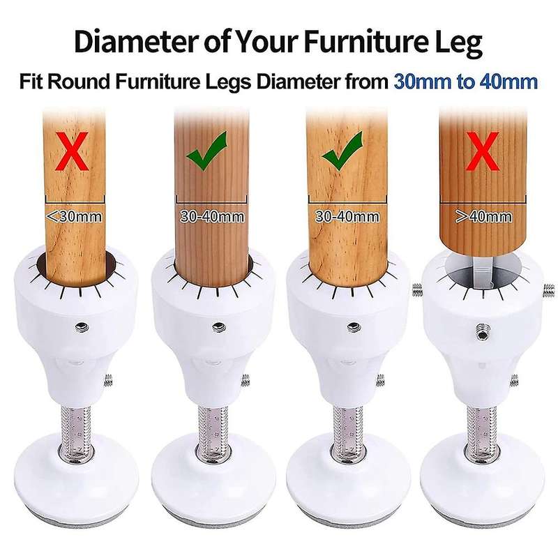 Rotatable Furniture Riser Base, Fit Chair Table Desk Sofa Feet White