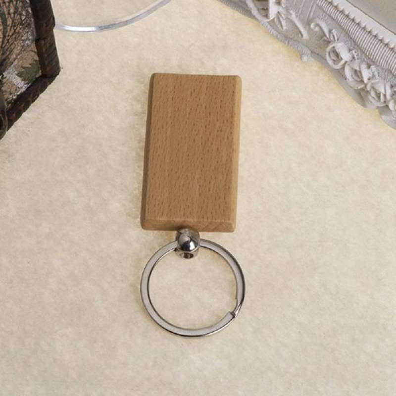30pcs Blank Rectangle Wooden Key Chain Diy Wood Keychains