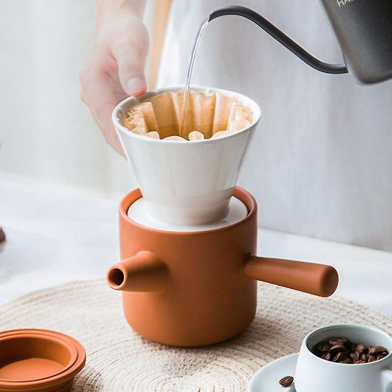Household Coffee Pot Drip Filter Ceramic Coffee Filter Cup Set Amber