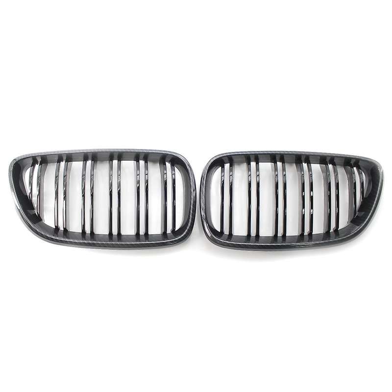 2x Carbon Front Bumper Grille Dual Line Grill For-bmw 2 Series