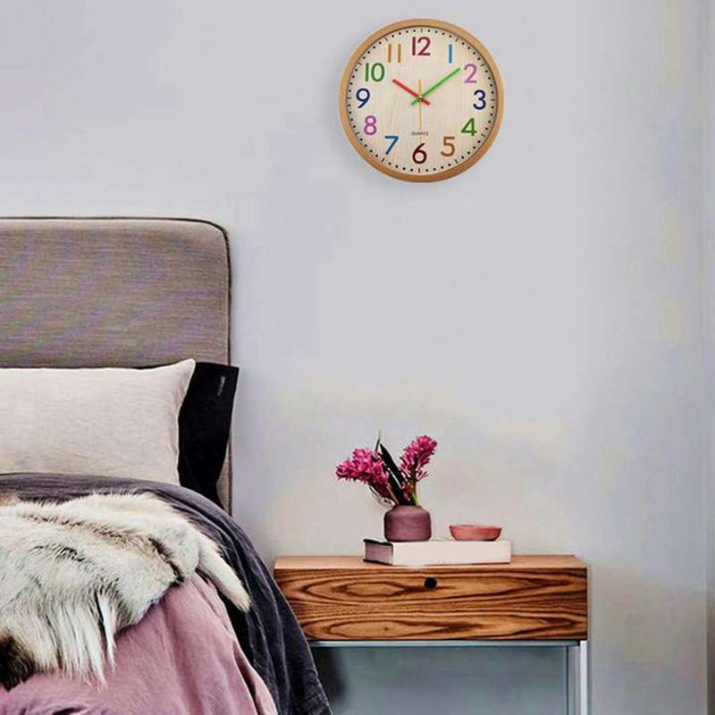 Silent Non Ticking Kids Wall Clock, Battery Colorful Decorative Clock