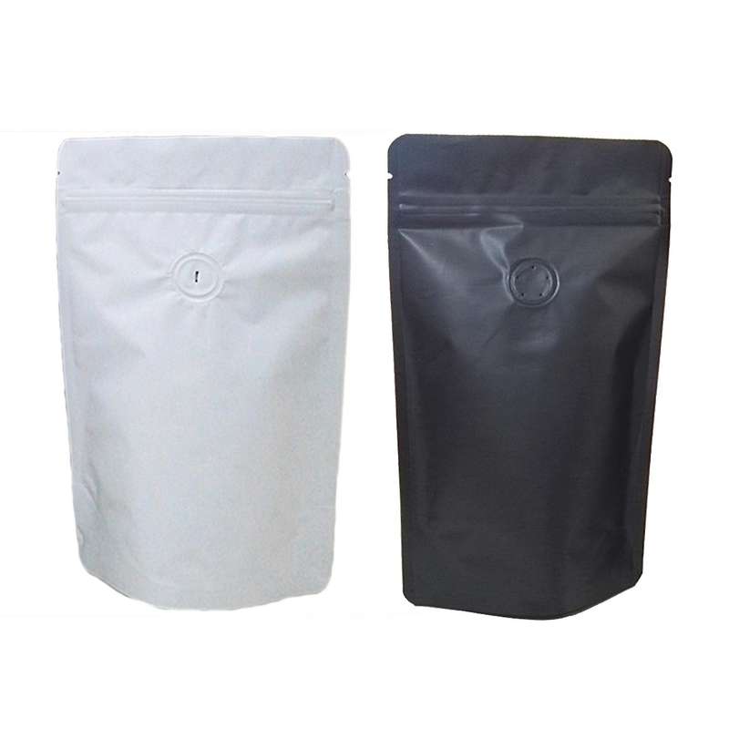 50pcs Matt Zipper Closure Aluminum Foil One-way Exhaust Valve Bag 250g White
