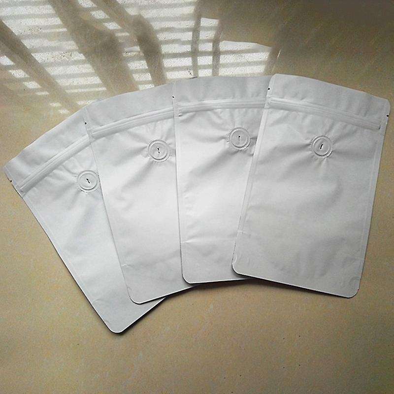 50pcs Matt Zipper Closure Aluminum Foil One-way Exhaust Valve Bag 250g White
