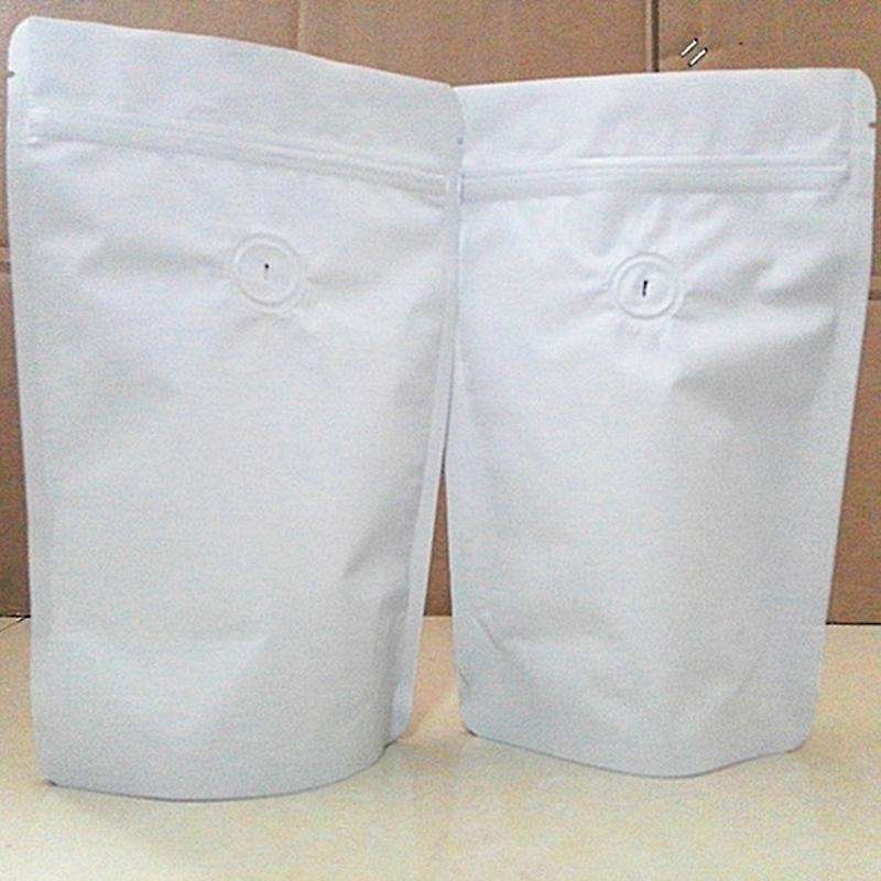 50pcs Matt Zipper Closure Aluminum Foil One-way Exhaust Valve Bag 250g White