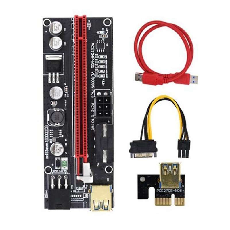 5pcs Pci-e Riser Plus Gpu Pcie Card Pci E X16 to X1pci with Led