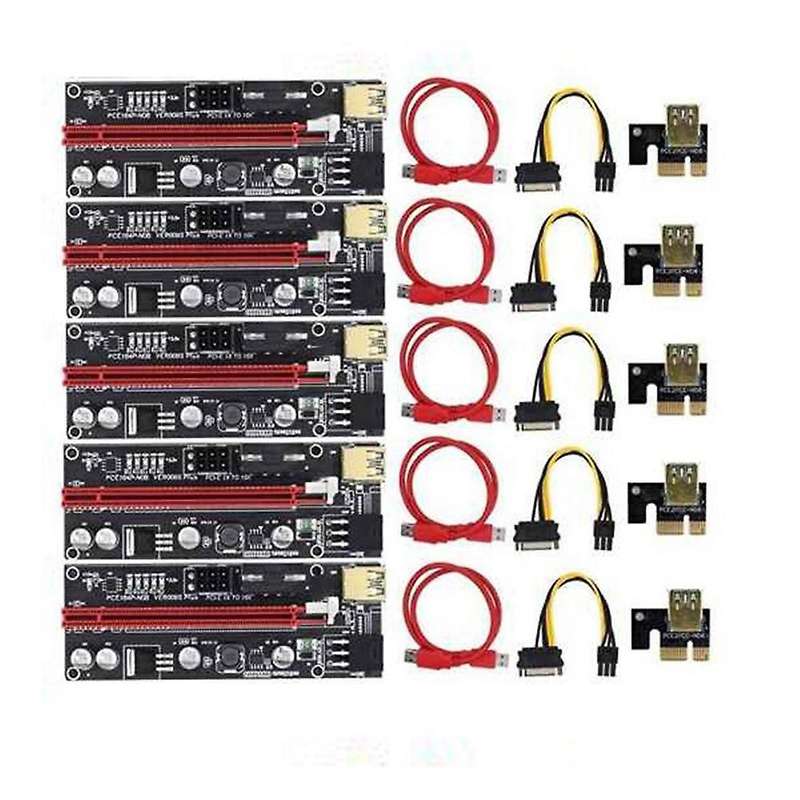 5pcs Pci-e Riser Plus Gpu Pcie Card Pci E X16 to X1pci with Led
