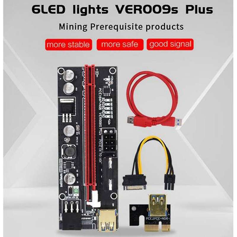 5pcs Pci-e Riser Plus Gpu Pcie Card Pci E X16 to X1pci with Led