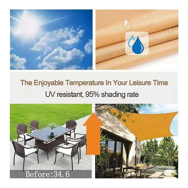 Sun Shade Sail Waterproof Outdoor Rectangle Shade Canopy Beige