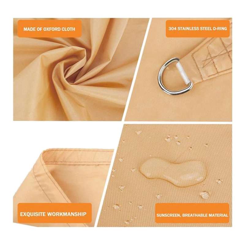 Sun Shade Sail Waterproof Outdoor Rectangle Shade Canopy Beige