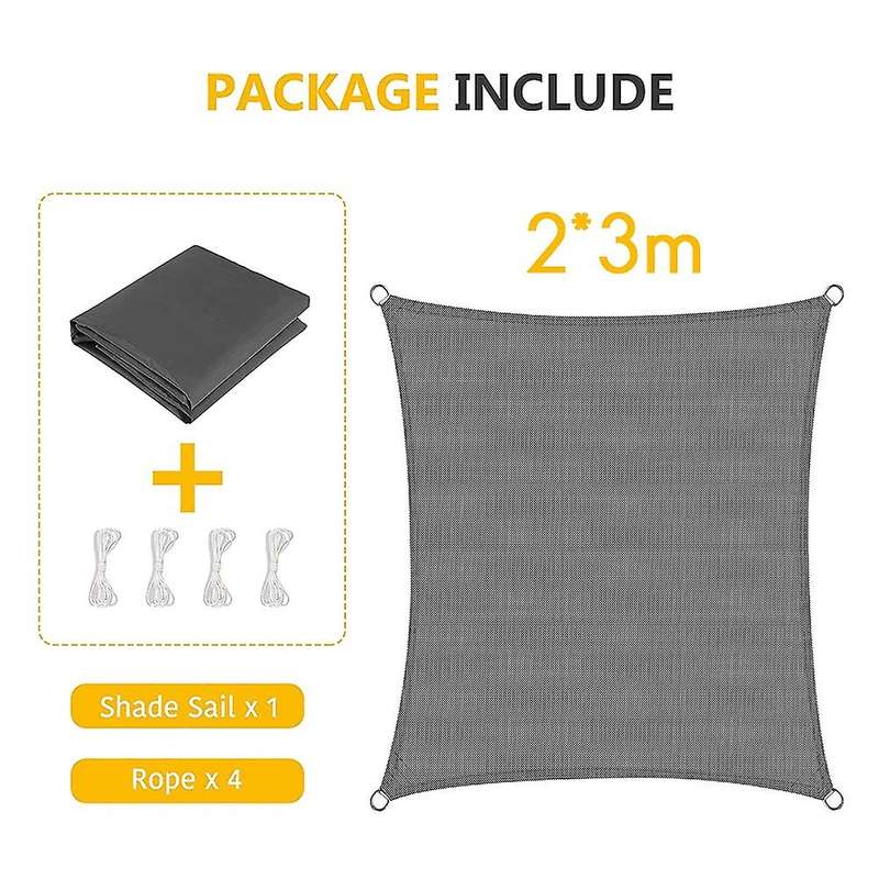 Sun Shade Sail Waterproof Outdoor Rectangle Shade Canopy Grey