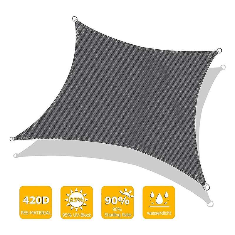 Sun Shade Sail Waterproof Outdoor Rectangle Shade Canopy Grey