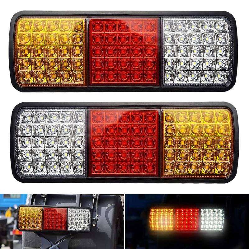 2pcs 75 Led Truck Tail Lights 12v Amber Red White Turn Signal Lamp