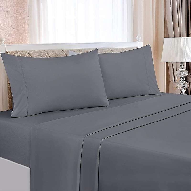 Full Bed Sheets Set - 4 Piece Bedding - Brushed Microfiber (gray)