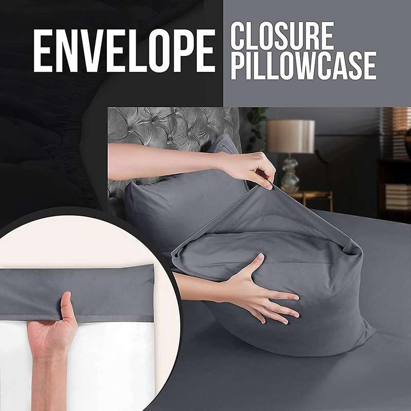 Full Bed Sheets Set - 4 Piece Bedding - Brushed Microfiber (gray)