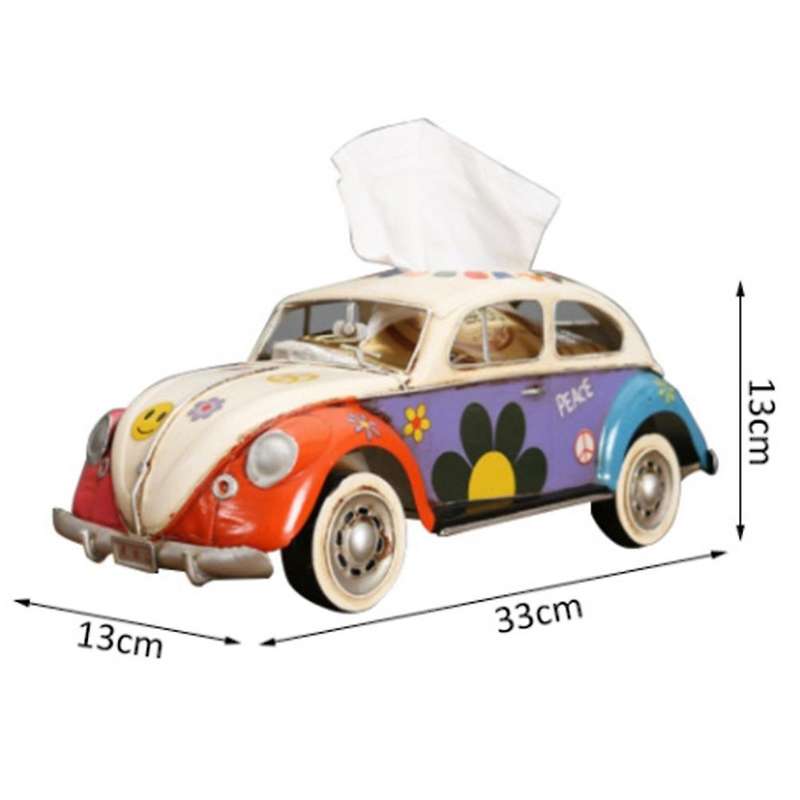Retro Beetle Car Tissue Paper Box Wrought Iron Tissue Box-wine Red