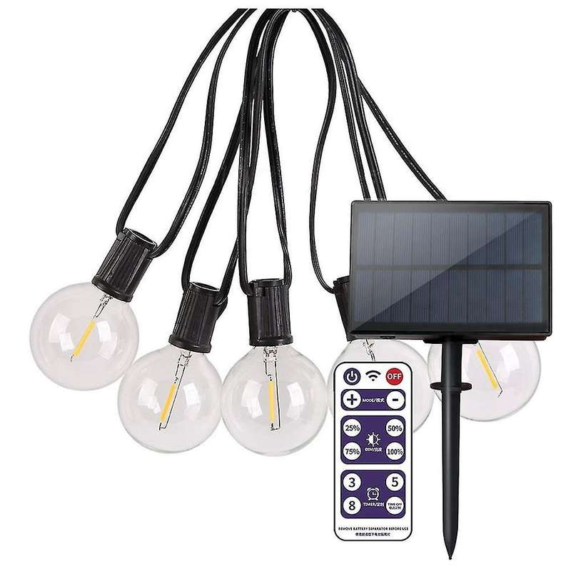 G40 Solar String Lights with Remote Control for Party 9.5m 25 Bulbs