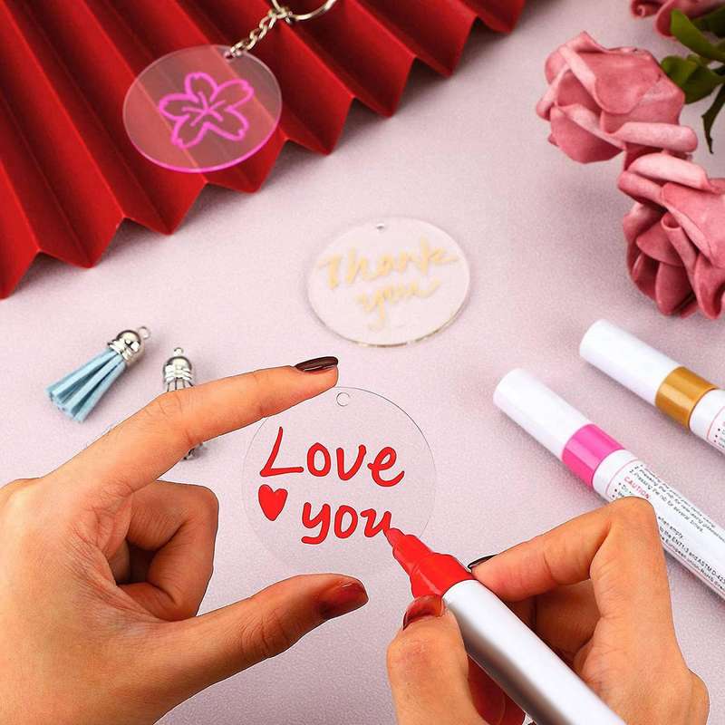300 Pcs Round Acrylic Keychain Blanks 2 Inches for Diy Keychain Craft