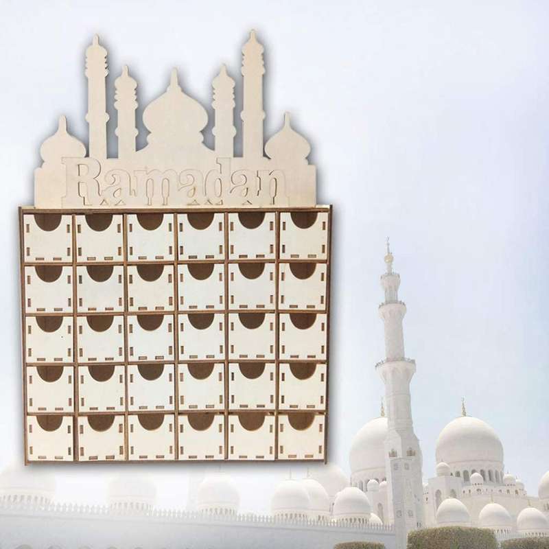 2x Wooden Eid Ramadan Mubarak Advent Calendar Muslim Islamic Eid