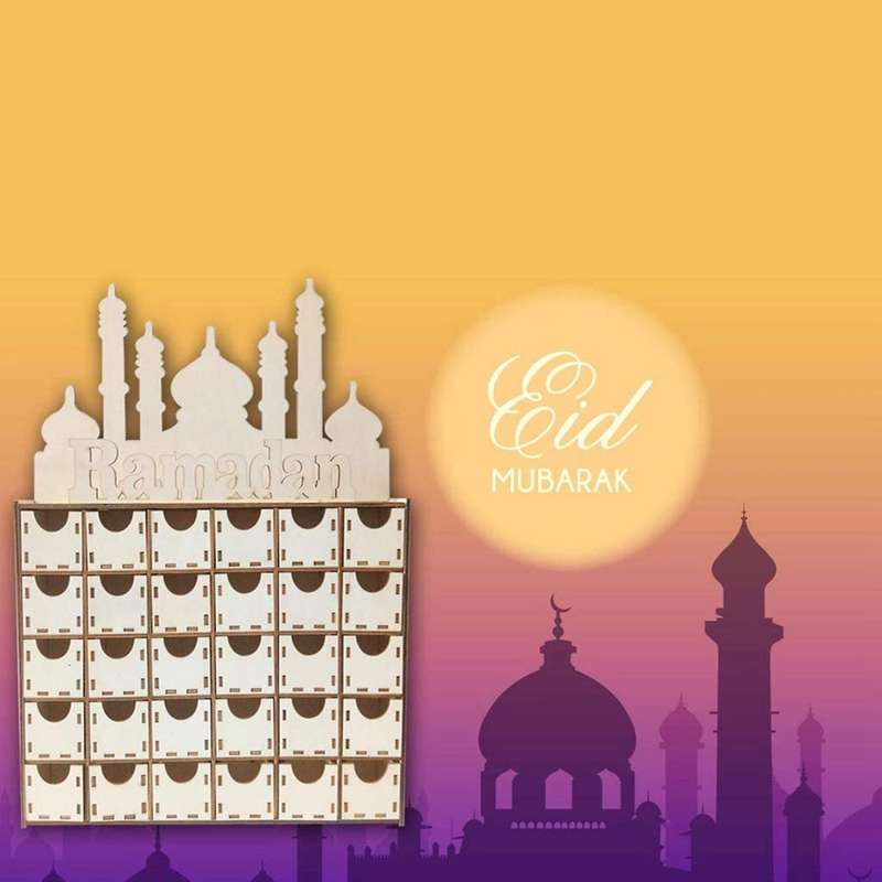 2x Wooden Eid Ramadan Mubarak Advent Calendar Muslim Islamic Eid