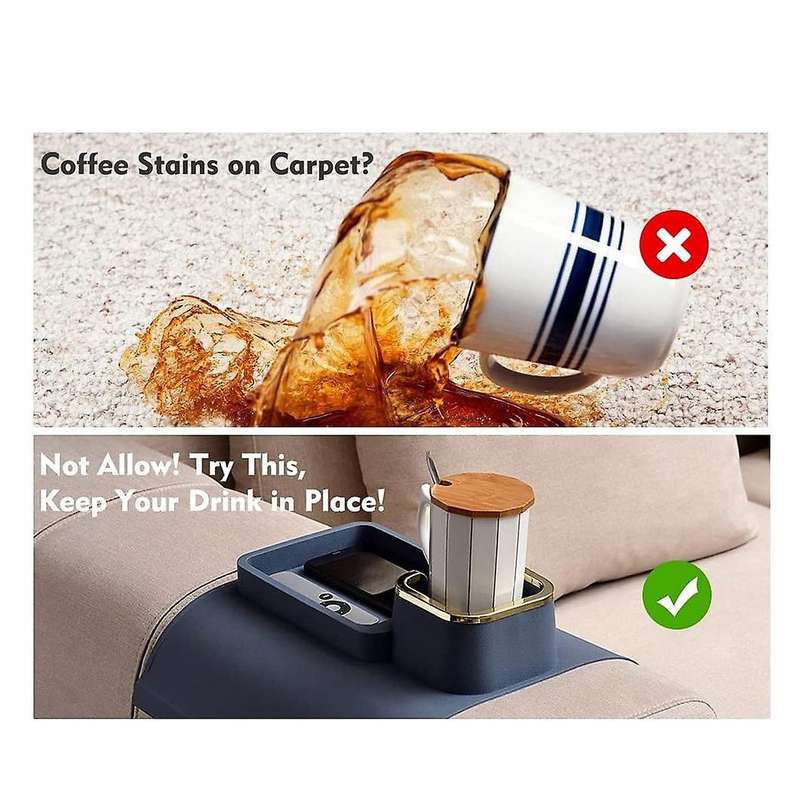 Couch Tray, Silicone Anti-spill and Anti-slip Recliner Table Tray