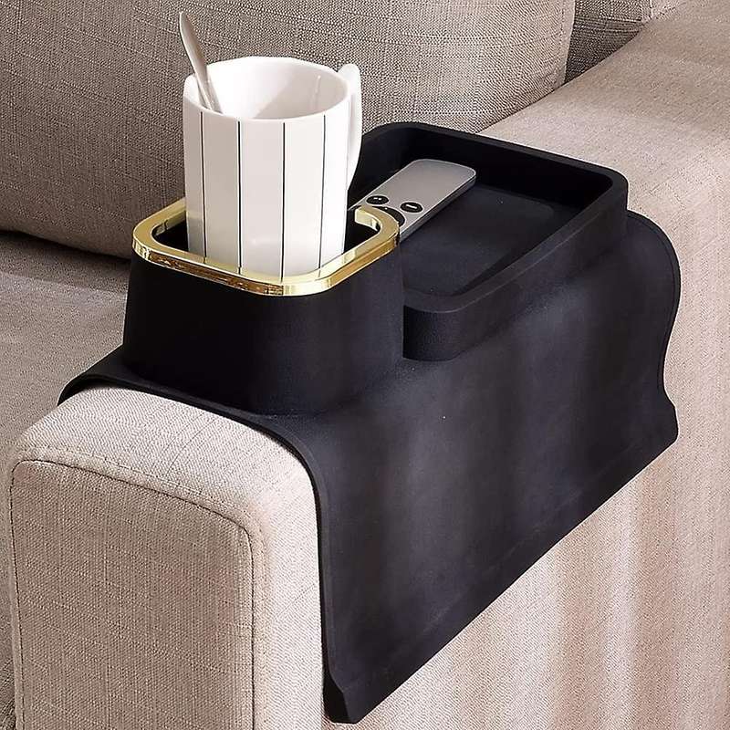 Couch Tray, Silicone Anti-spill and Anti-slip Recliner Table Tray