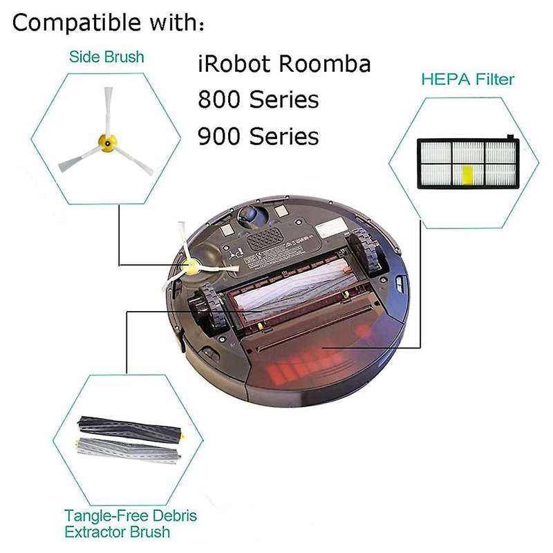 Tangle-free Debris Extractor Filter Side Brush for Irobot Roomba 800