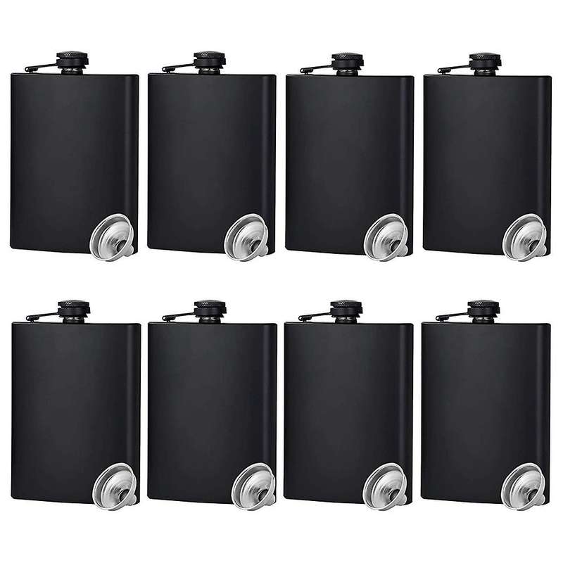 Hip Flask Matte Black Stainless Steel Anti-funnel -8 Oz