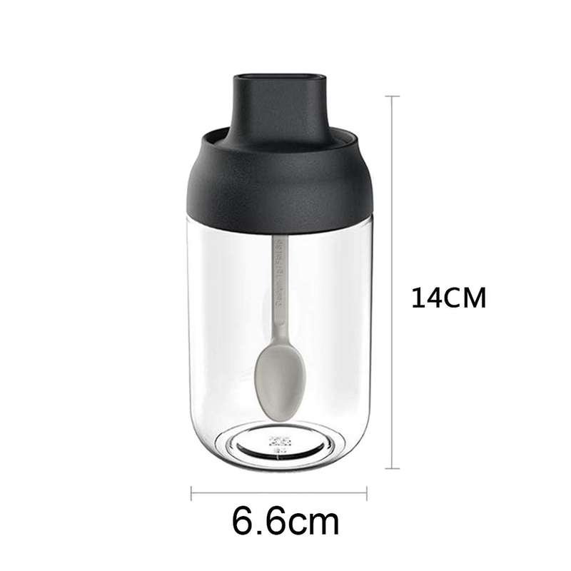 6 Pcs Glass Seasoning Tank, with Spoon Moisture-proof Cruet Household