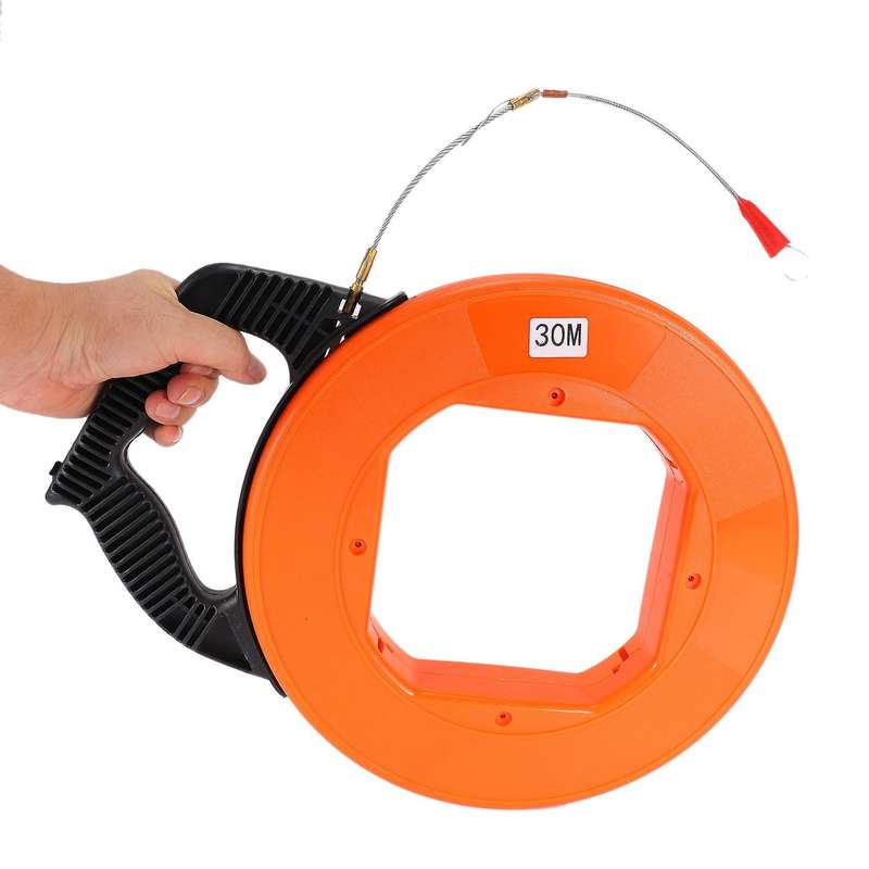 30 Meter Fiberglass Fish Tape Fishing Tool Reel Puller Pulling Cable