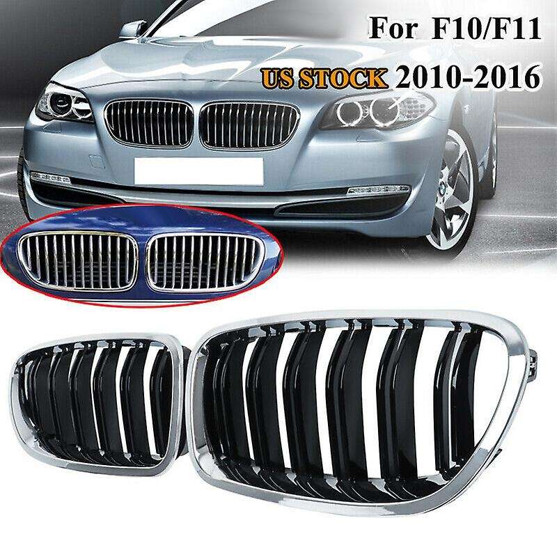 Black Dual Slats Front Kidney Grill For-f10/ F11 M5 535i 550i 2010-17