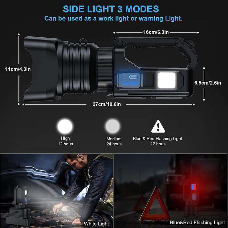Rechargeable Spotlight, 100000 Lumens Handheld Hunting Led Spot Light
