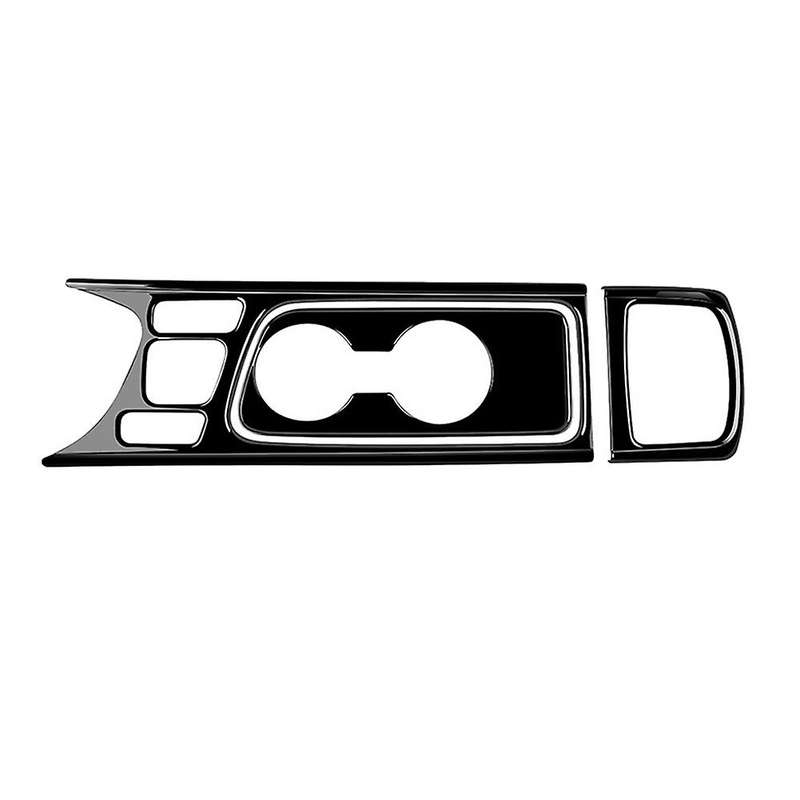 3pcs Glossyy Black Center Console Water Cup Holder Decoration