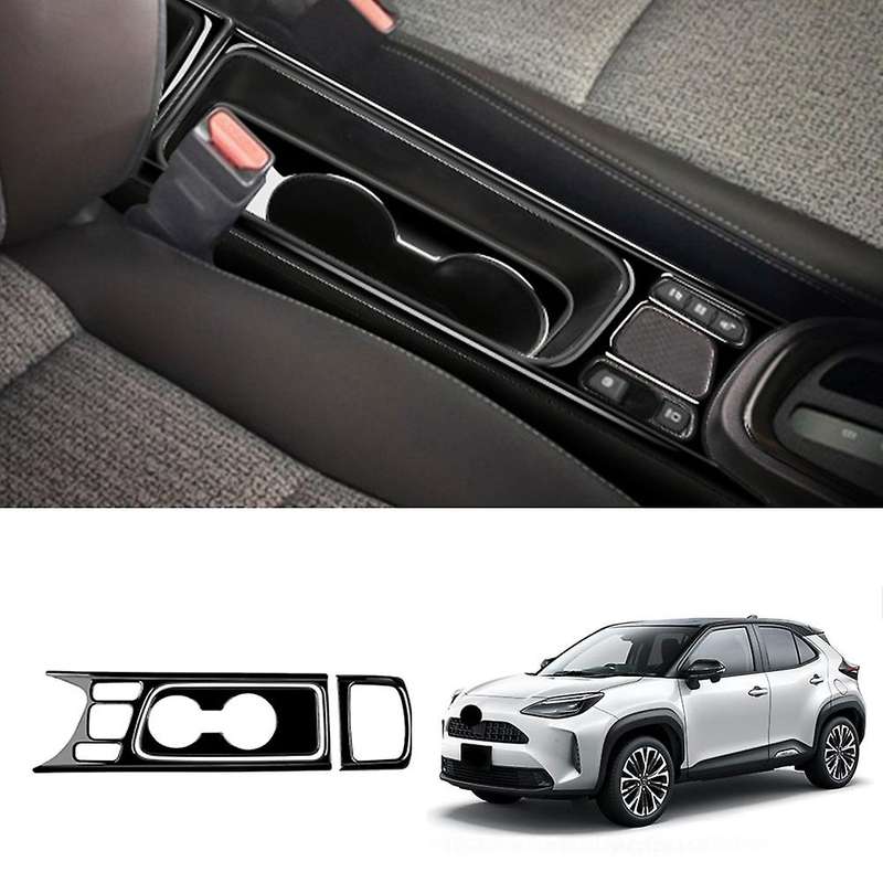 3pcs Glossyy Black Center Console Water Cup Holder Decoration