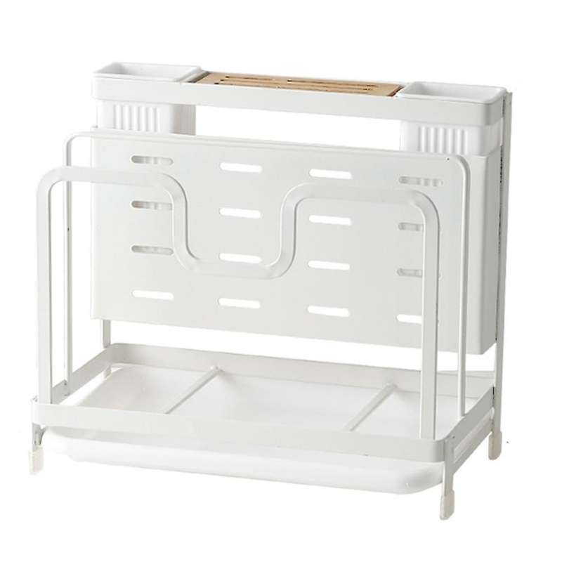 Iron Knife Rack Cutting Board Integrated Storage Rack (white)