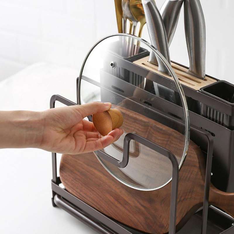 Iron Knife Rack Cutting Board Integrated Storage Rack (white)