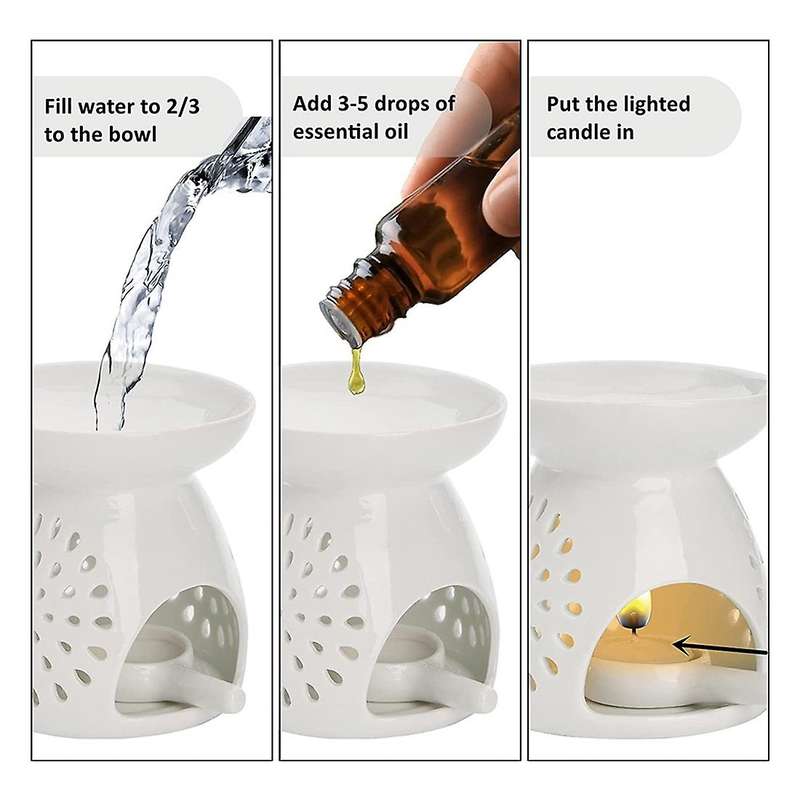 3 Pcs Ceramic Tea Candle Holder Wax Heater with Candle Spoon