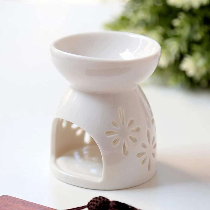 3 Pcs Ceramic Tea Candle Holder Wax Heater with Candle Spoon