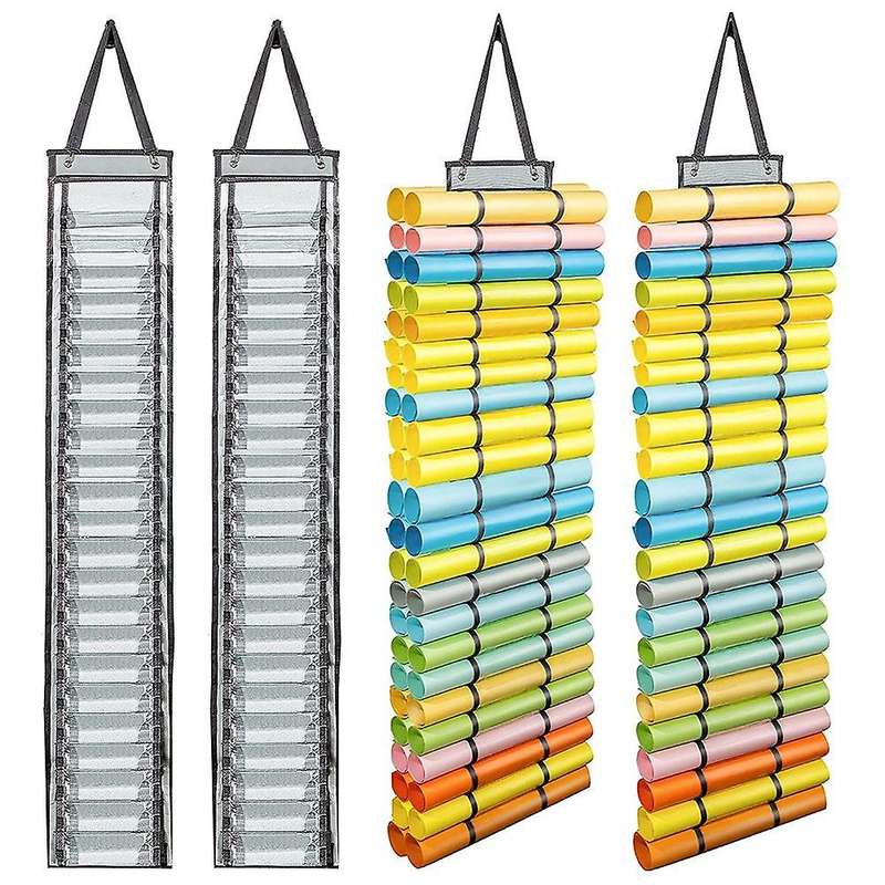 2pcs with 24 and 48 Roll Hanging Vinyl Roll Storage Rack for Closet