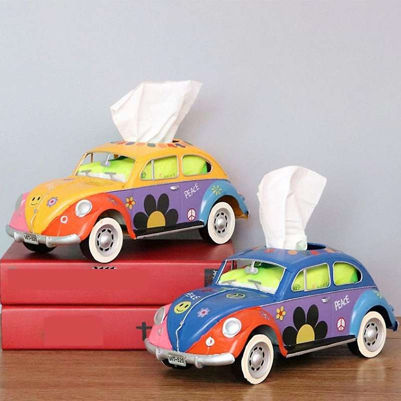 Retro Beetle Car Tissue Paper Box Wrought Iron Tissue Box-beige