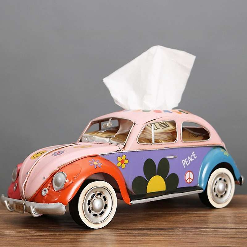 Retro Beetle Car Tissue Paper Box Wrought Iron Tissue Box-beige