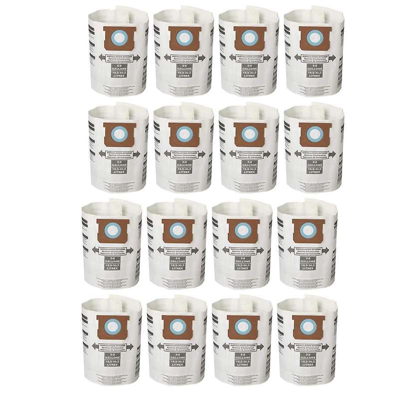 16-pack Dust Bags 5-8 Gallons for Shop-vac Vacuums, E-type Dust Bags