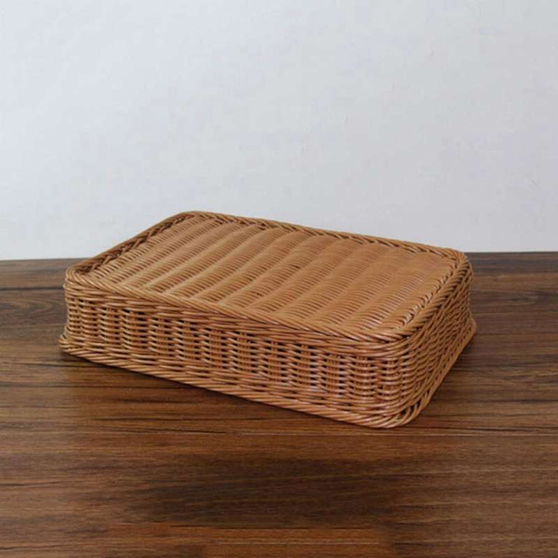 2x Kitchen Cutlery Storage Basket 4 Compartments Rattan Storage Tray