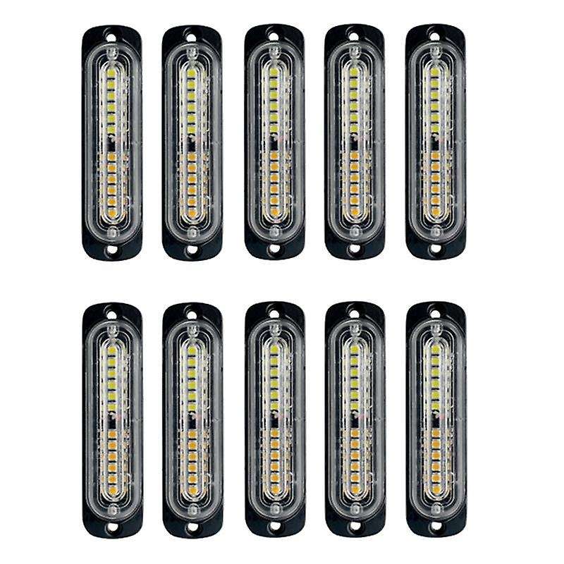 White Amber 12 Led Emergency Lights Kit for Atv Trucks Cars 10pcs