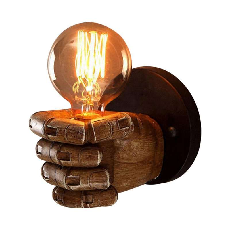 2x Retro Right Hand Fist Resin Wall Lamp Decoration Antique Wall Lamp