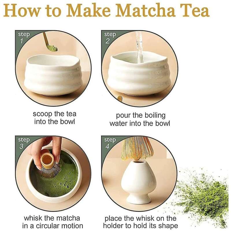 Japanese Matcha Tea Set, Matcha Whisk, Bowl and Whisk Holder, Scoop
