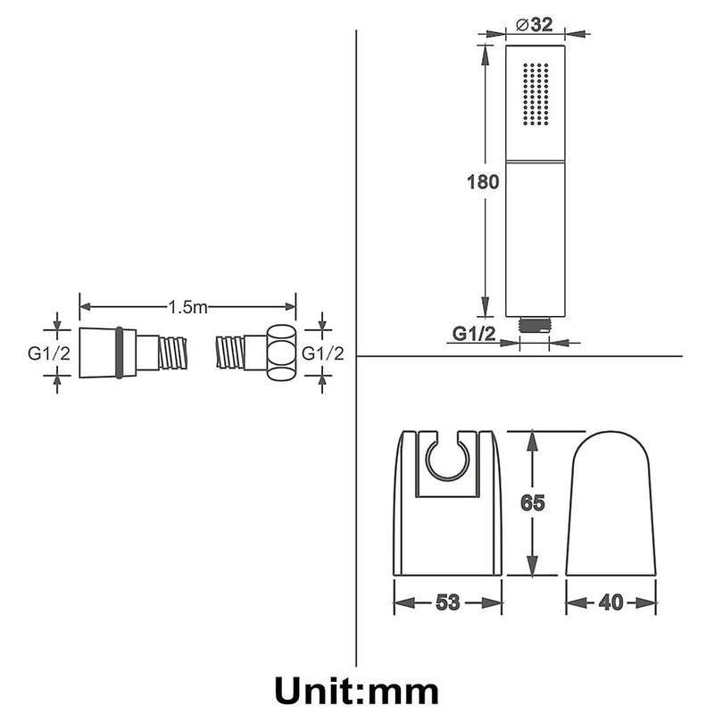 Two-function Copper Handheld Pressurized Shower Head with Abs Shower