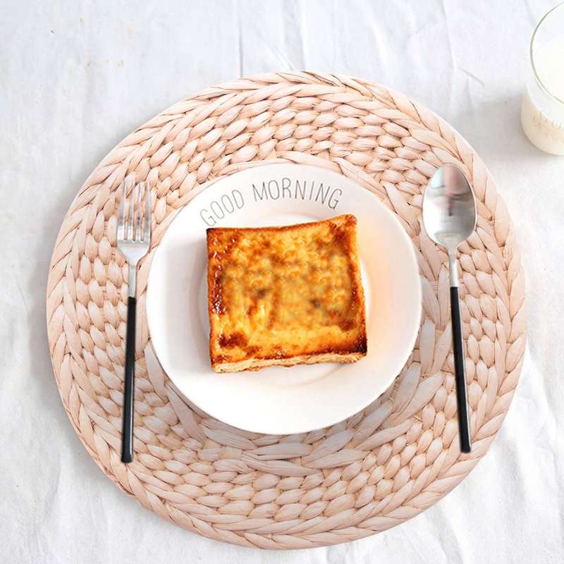 8 Pcs Natural Weave Placemats Round Braided Rattan Tablemats 7.9 In