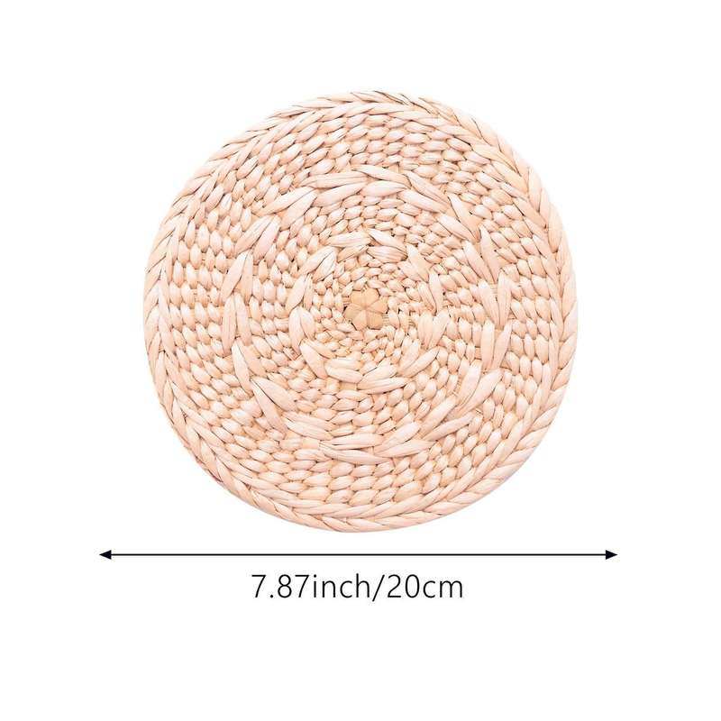 8 Pcs Natural Weave Placemats Round Braided Rattan Tablemats 7.9 In
