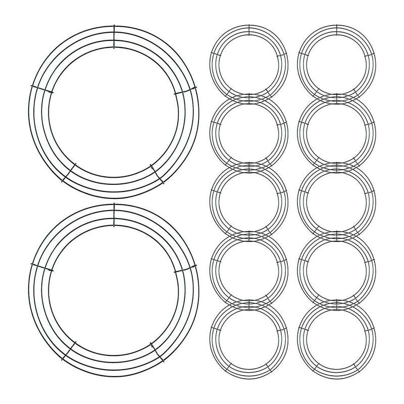 12 Pieces Of 12-inch Steel Wire Garland Frame Christmas Dark Green