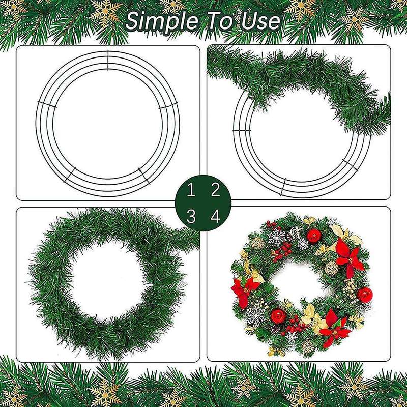 12 Pieces Of 12-inch Steel Wire Garland Frame Christmas Dark Green